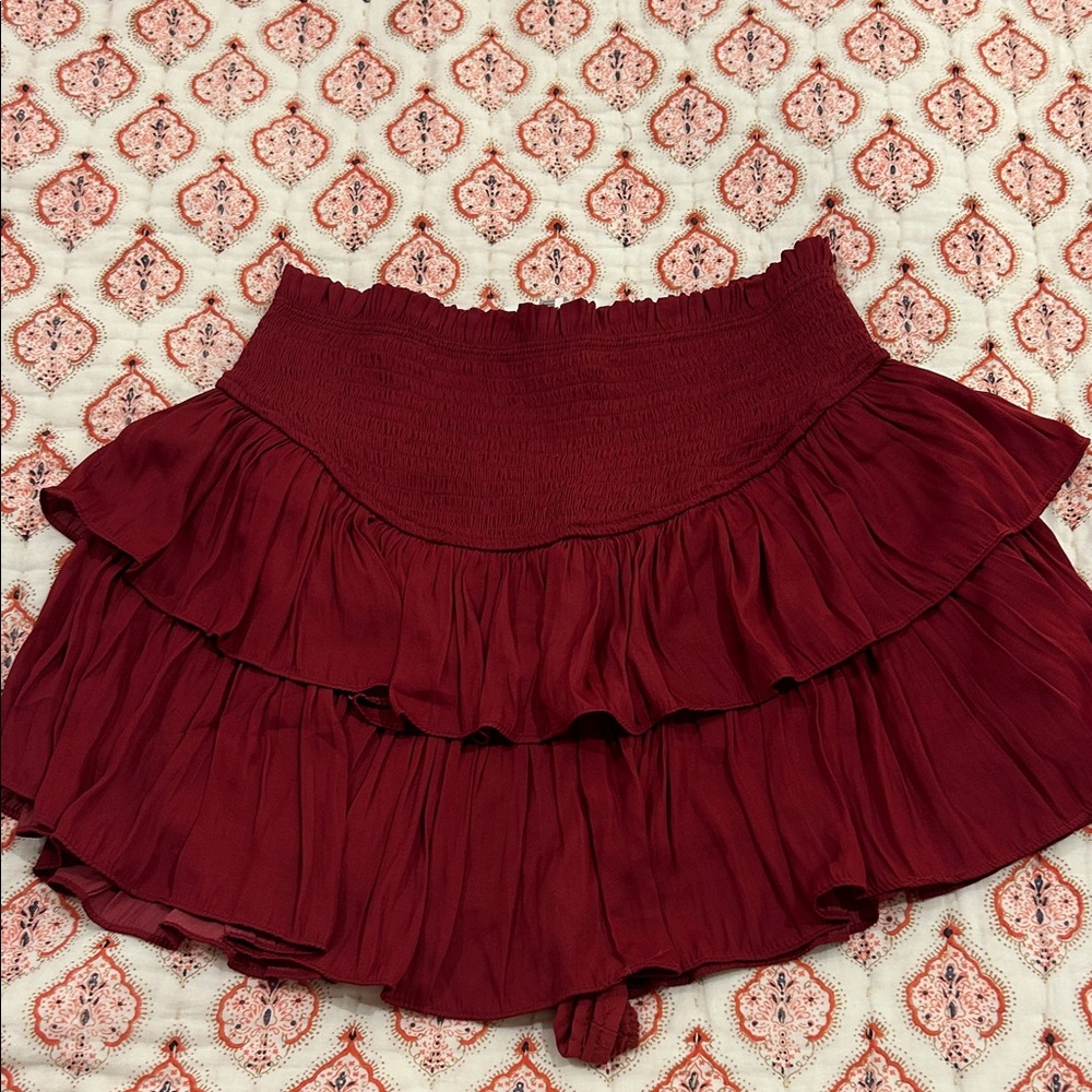 Pants Store Red Tiered ruffle Skirt